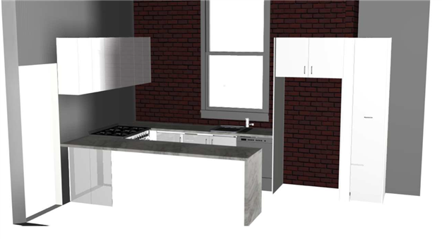 3D computer image of planned kitchen design