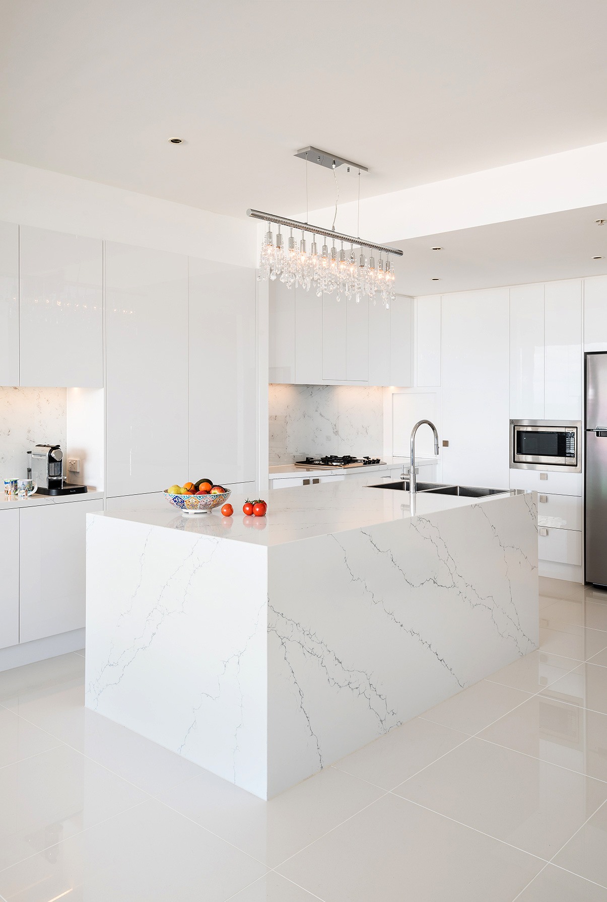 waterfall kitchen island