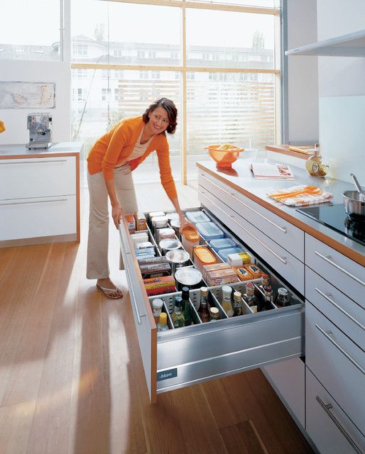 A deep drawer from Blum where everything is so accessible.